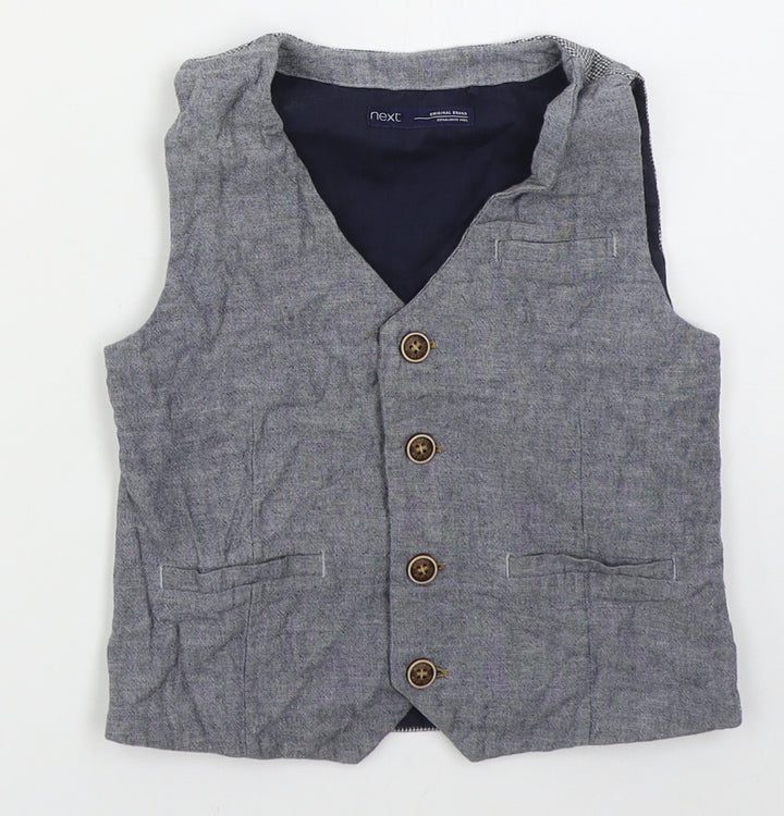 NEXT Boys Blue   Jacket Waistcoat Size 4-5 Years  Button