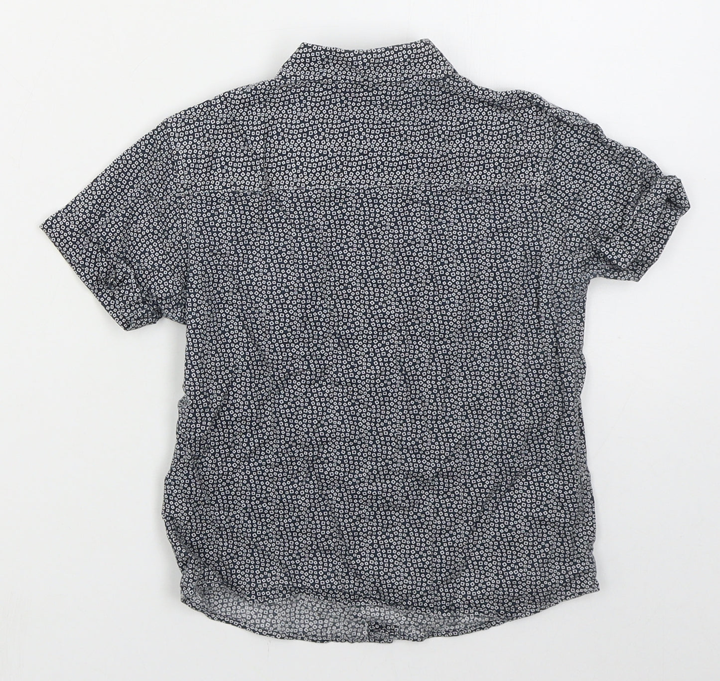 Primark Boys Blue Geometric Cotton Basic Button-Up Size 4-5 Years Collared Button