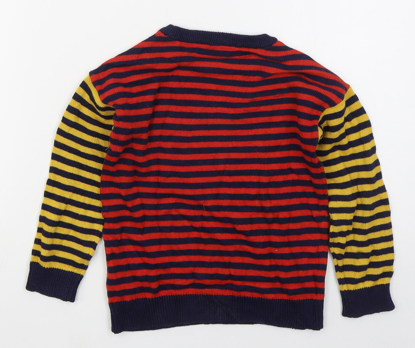 F&F Boys Red Crew Neck Striped Cotton Pullover Jumper Size 4-5 Years  Pullover - Yellow