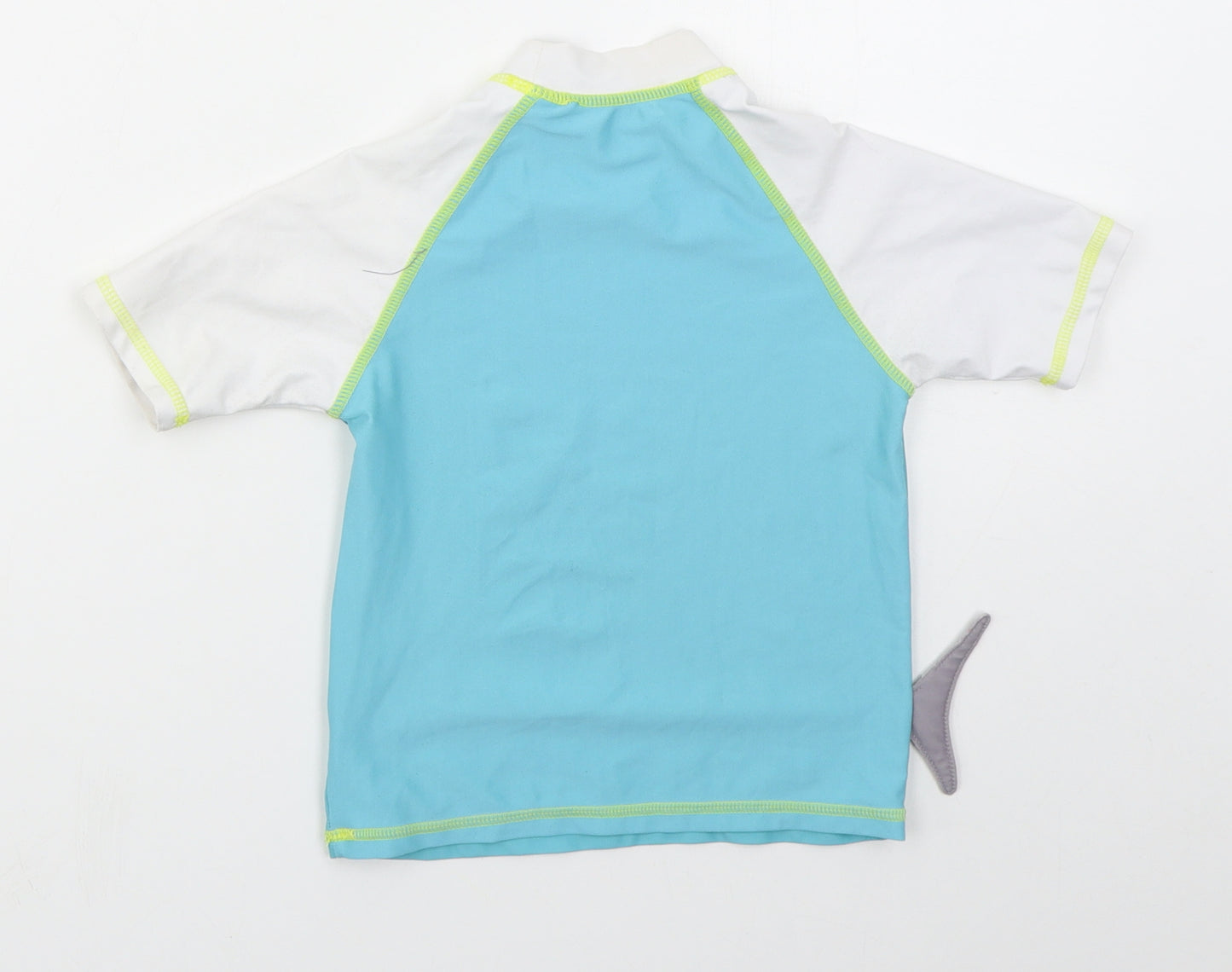 F&F Boys Blue  Polyester Basic T-Shirt Size 4-5 Years Crew Neck Pullover - Shark Swim Top