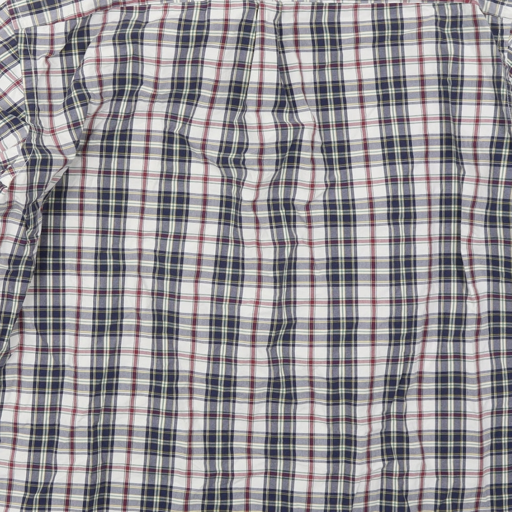 CASAMODA Mens Blue Check Cotton  Button-Up Size XL Collared Button