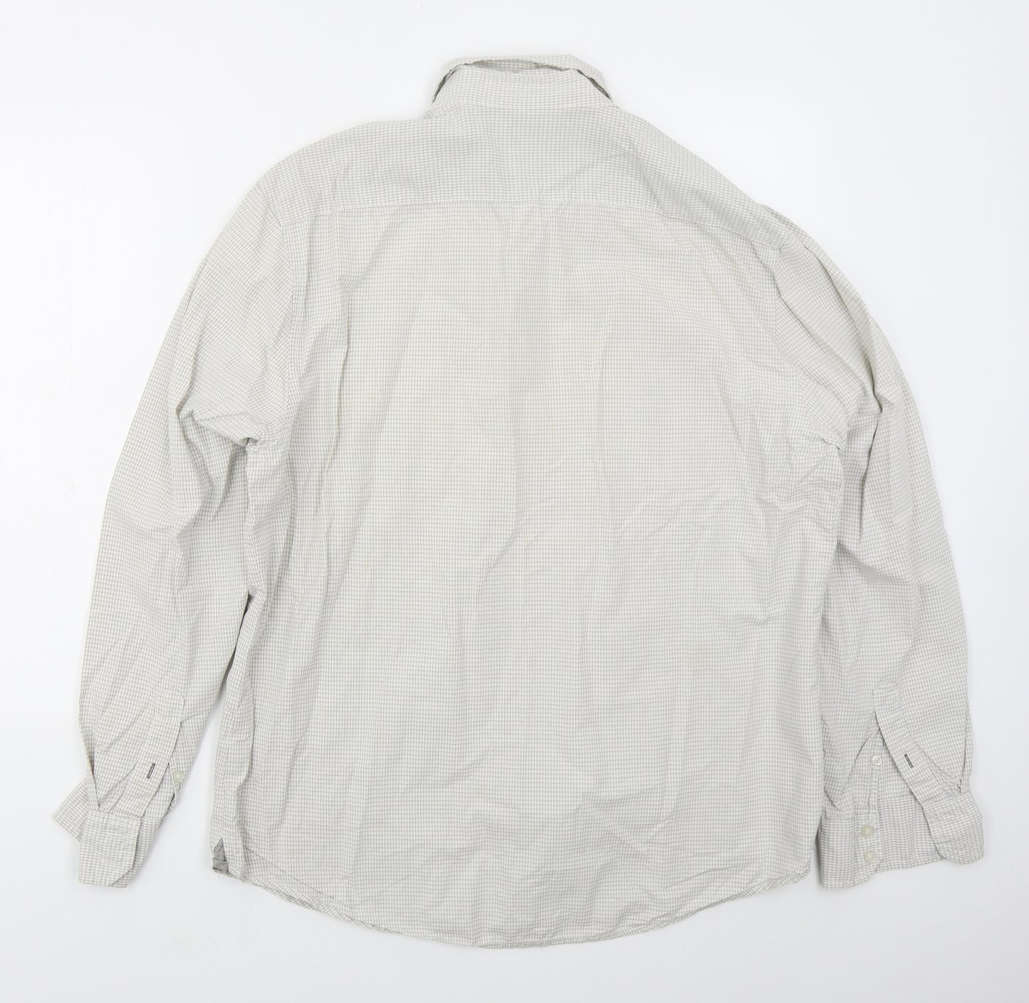 Calvin Klein Mens Grey Check Cotton  Button-Up Size XL Collared Button