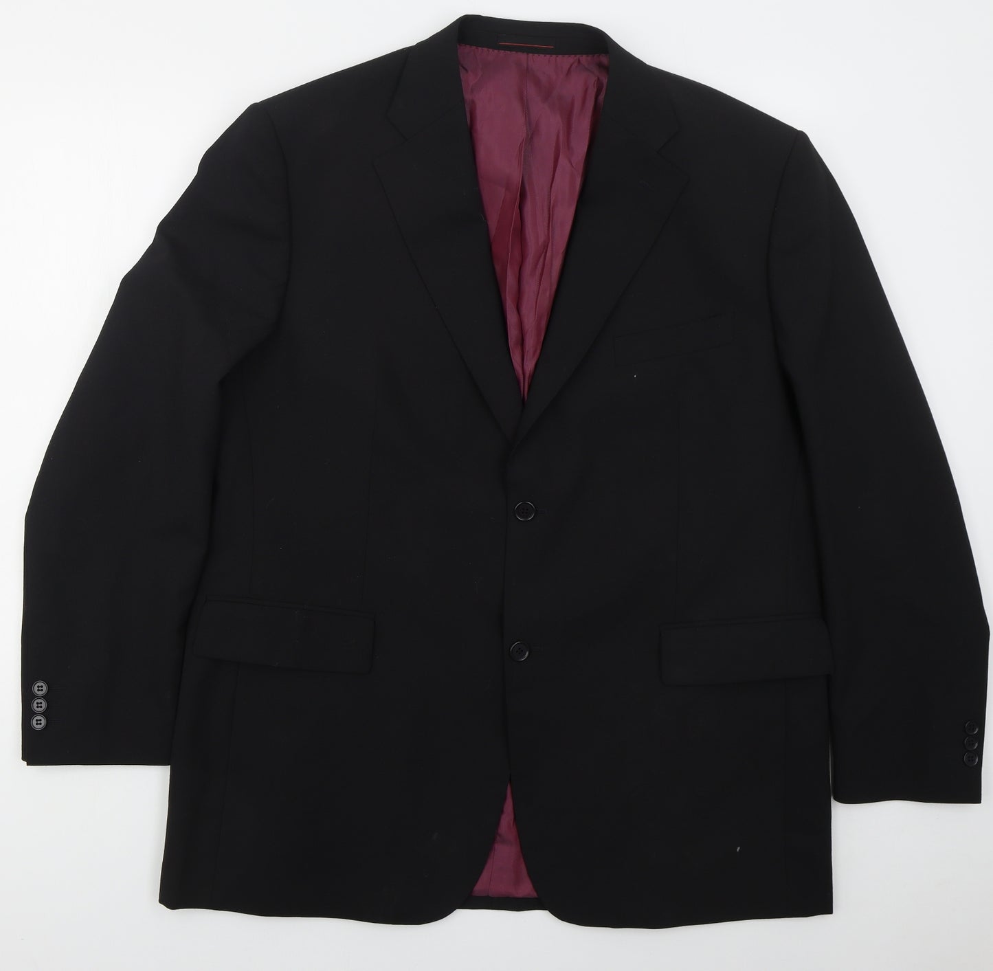 1860 Menswear Mens Black  Polyester Jacket Suit Jacket Size 46