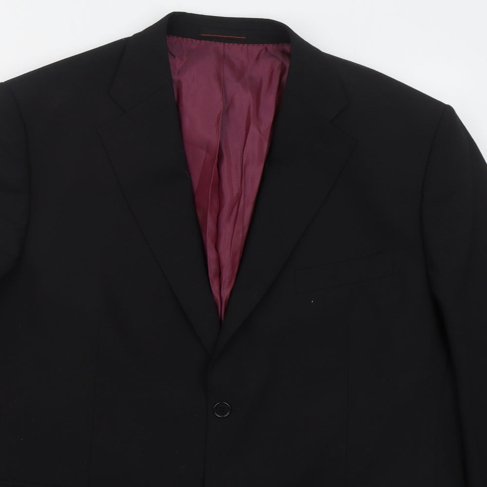 1860 Menswear Mens Black  Polyester Jacket Suit Jacket Size 46