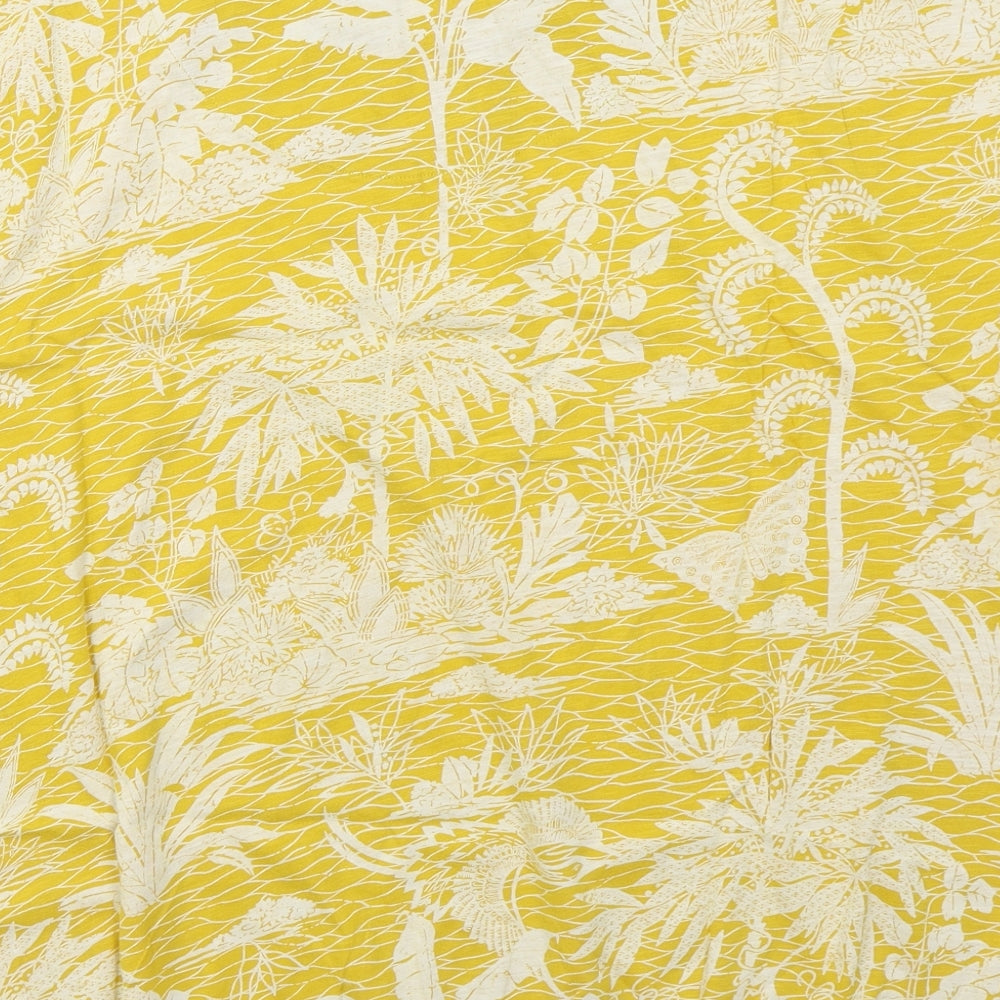 NEXT Womens Yellow Floral Cotton Basic T-Shirt Size 22 Crew Neck