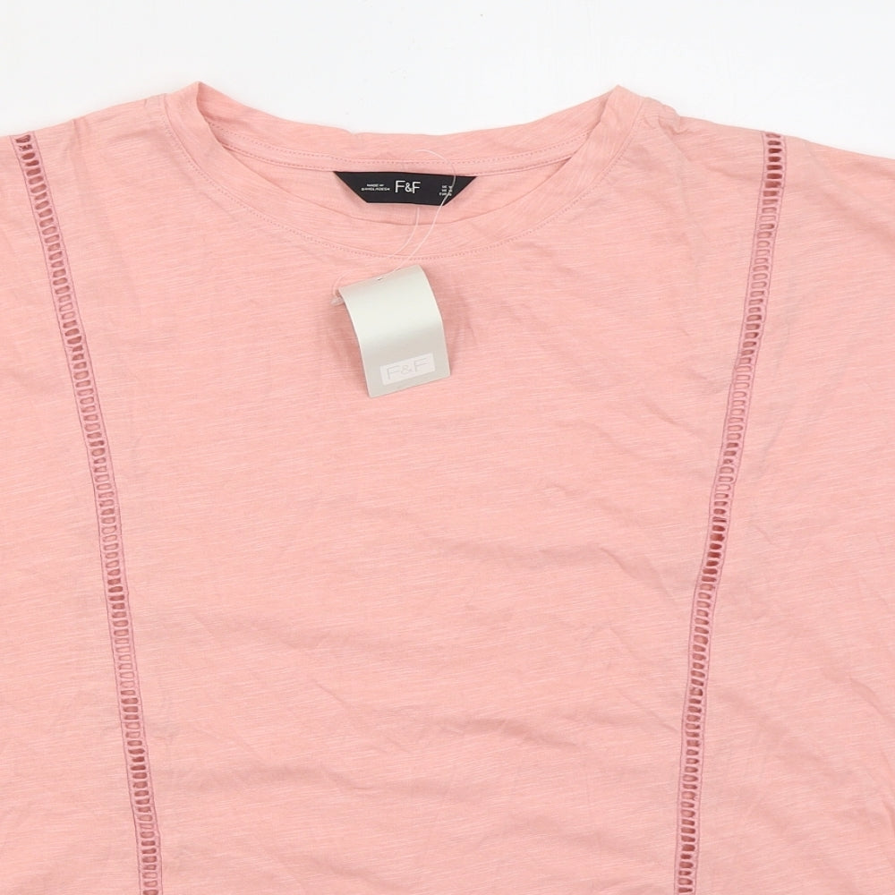 F&F Womens Pink  Cotton Basic T-Shirt Size 18 Crew Neck