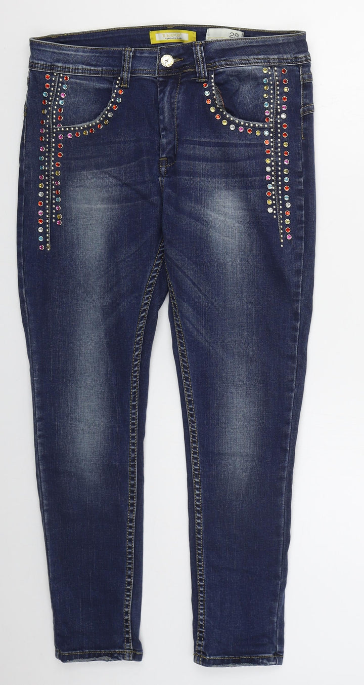 R Display Womens Blue Cotton Skinny Jeans Size 29 in L26 in Regular Buckle