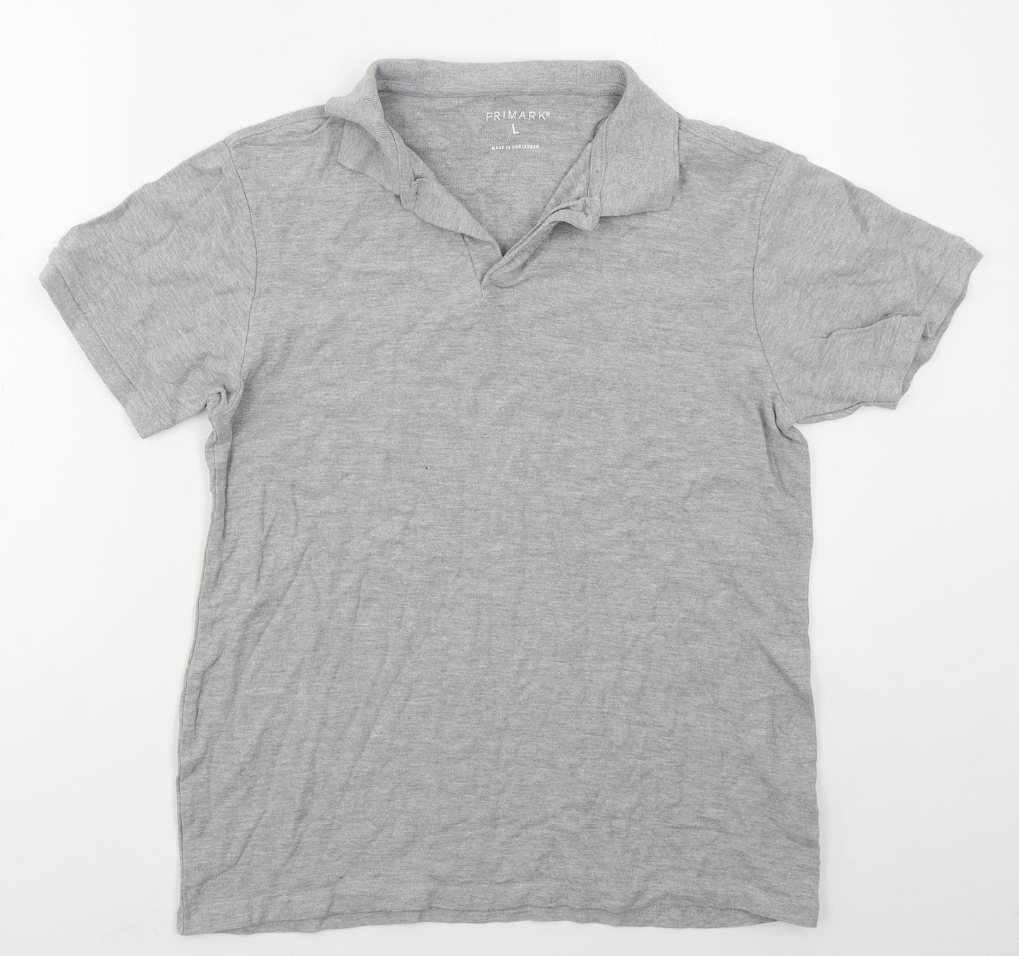 Primark Mens Grey  Cotton  Polo Size L Collared Pullover
