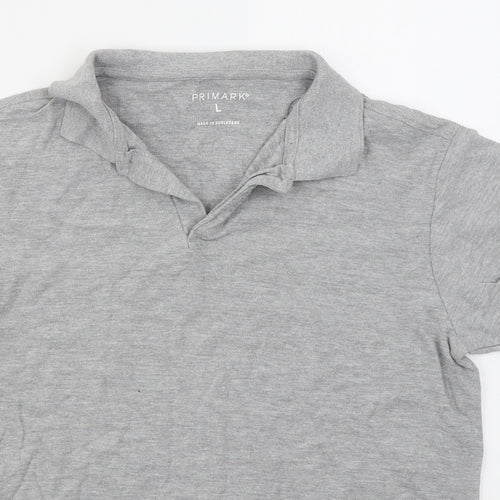 Primark Mens Grey  Cotton  Polo Size L Collared Pullover