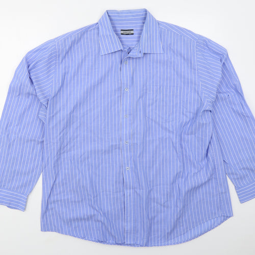 Dunnes Mens Black Striped Polyester  Dress Shirt Size 18 Collared Button