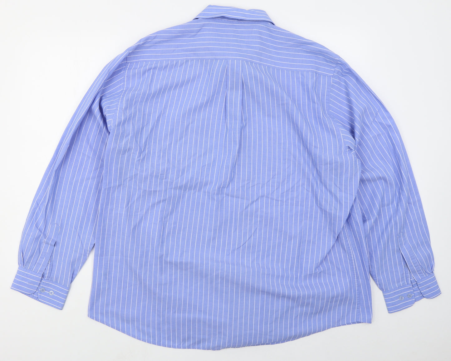 Dunnes Mens Black Striped Polyester  Dress Shirt Size 18 Collared Button