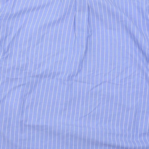Dunnes Mens Black Striped Polyester  Dress Shirt Size 18 Collared Button