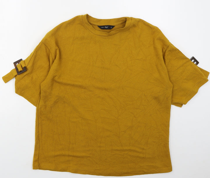 F&F Womens Beige Crew Neck Polyester Pullover Jumper Size 10