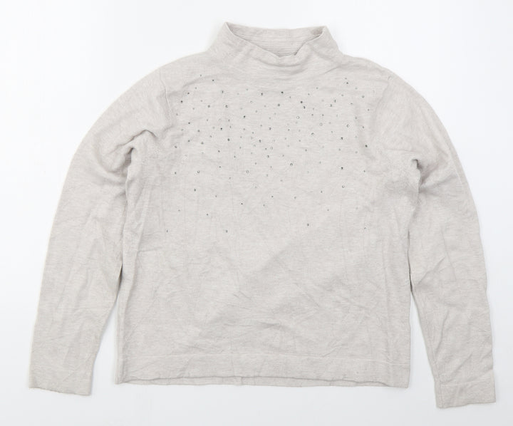 Betty Barclay Womens Grey Mock Neck Acrylic Pullover Jumper Size M