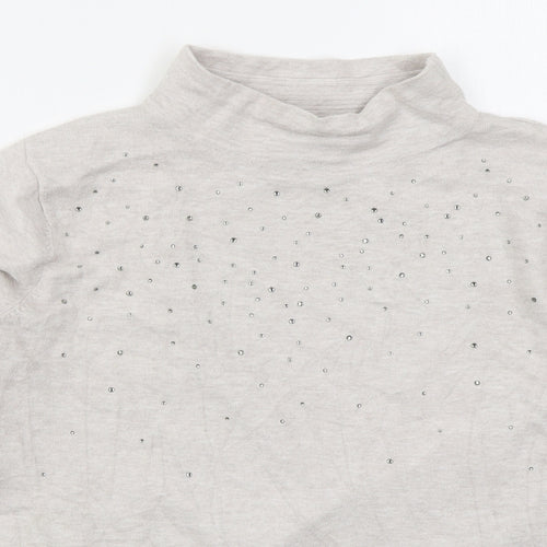 Betty Barclay Womens Grey Mock Neck  Acrylic Pullover Jumper Size M