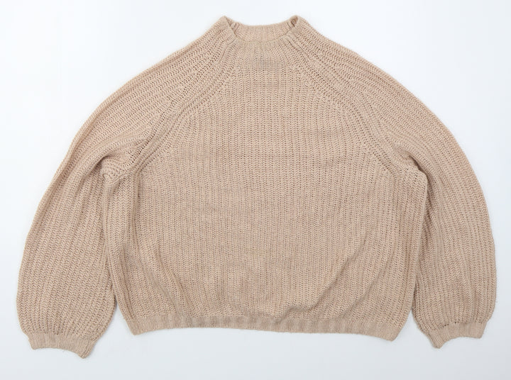 H&M Womens Pink Crew Neck  Acrylic Pullover Jumper Size L