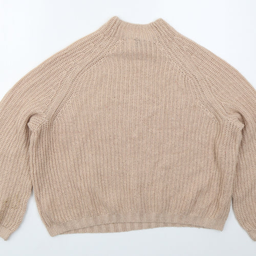 H&M Womens Pink Crew Neck  Acrylic Pullover Jumper Size L