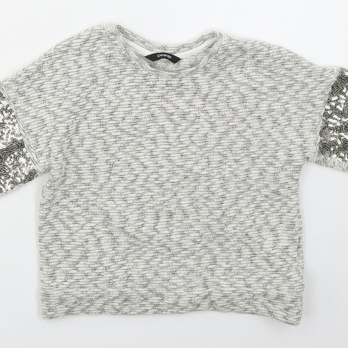George Girls Grey  Cotton Pullover Sweatshirt Size 5-6 Years  Pullover