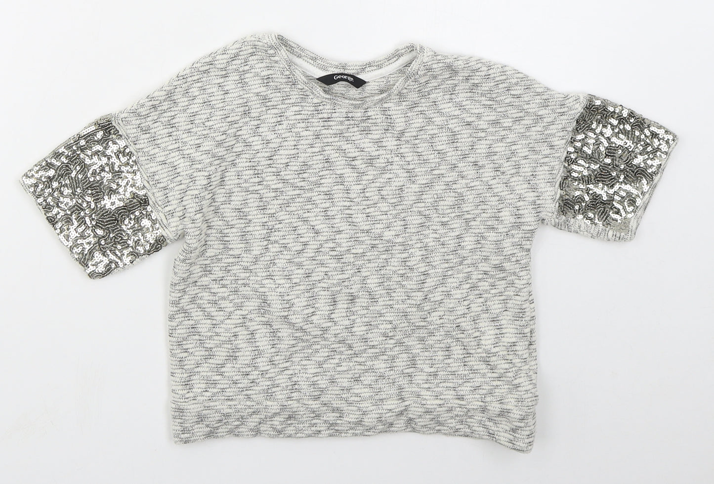 George Girls Grey  Cotton Pullover Sweatshirt Size 5-6 Years  Pullover