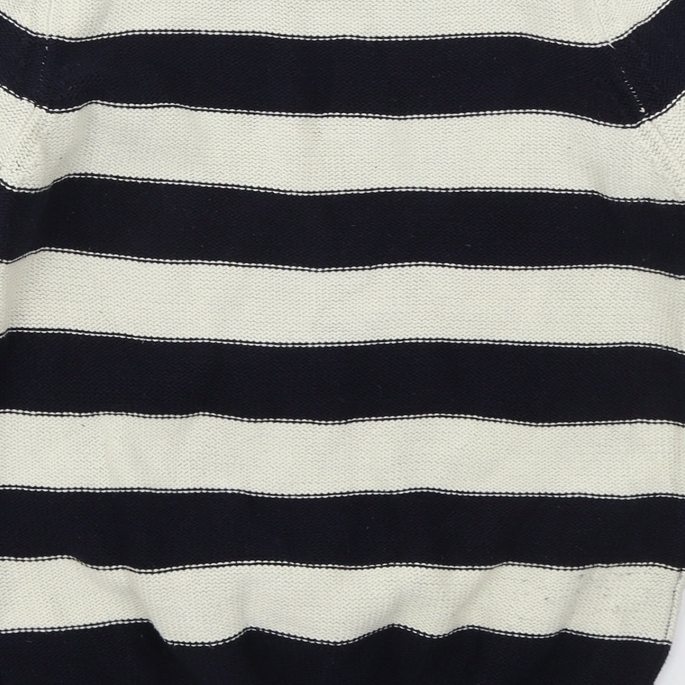 Papaya Womens Blue Crew Neck Striped Cotton Pullover Jumper Size 14