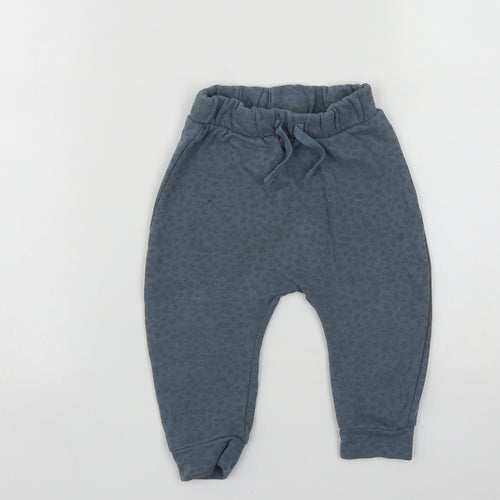 George Boys Blue Geometric Cotton Jogger Trousers Size 12-18 Months  Drawstring