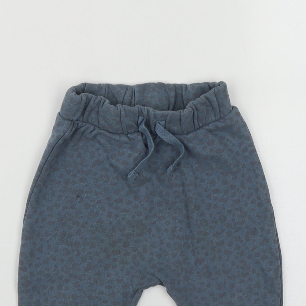 George Boys Blue Geometric Cotton Jogger Trousers Size 12-18 Months  Drawstring