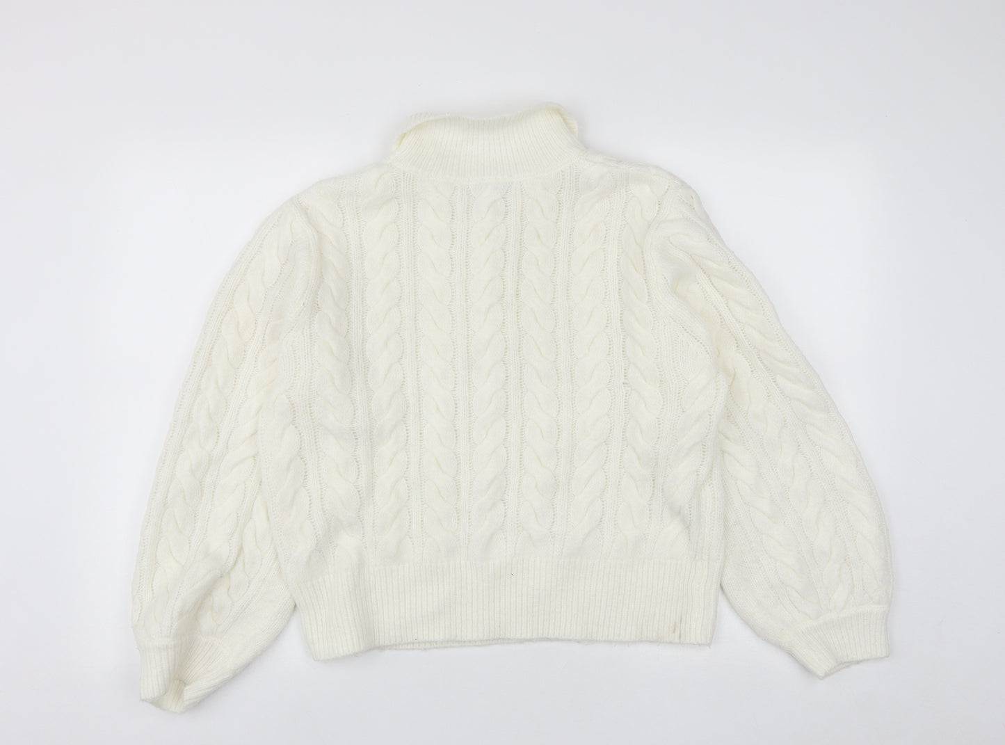 TU Womens White Collared  Acrylic Pullover Jumper Size 12