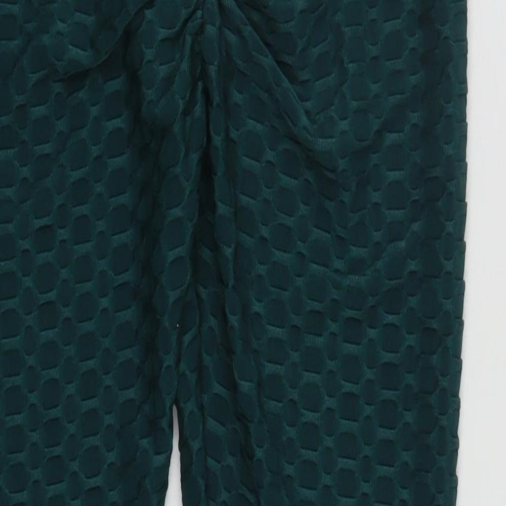 SheIn Womens Green Geometric Polyester Cropped Leggings Size M L24 in