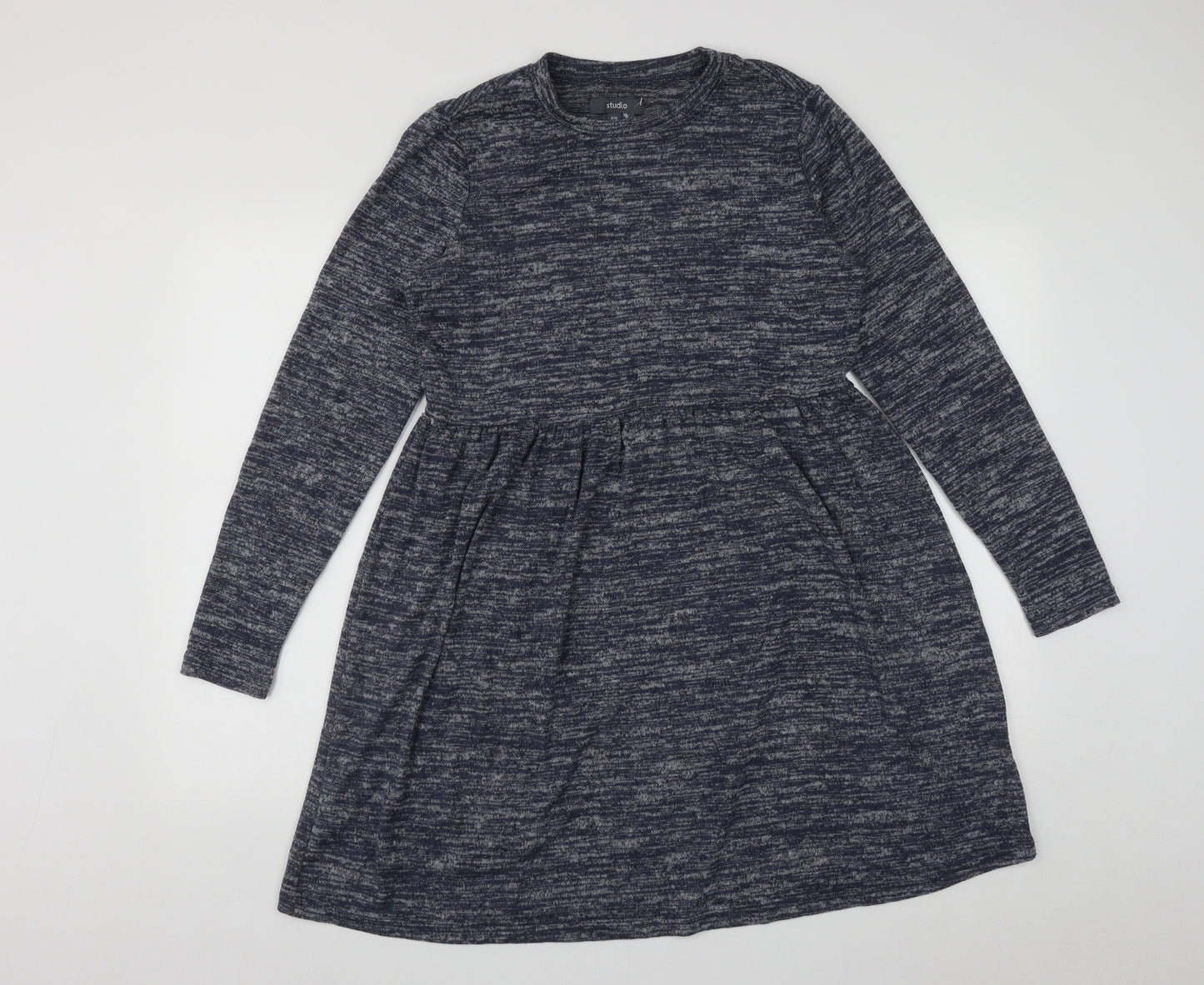 Studio Womens Blue  Polyester Fit & Flare  Size 8  Round Neck