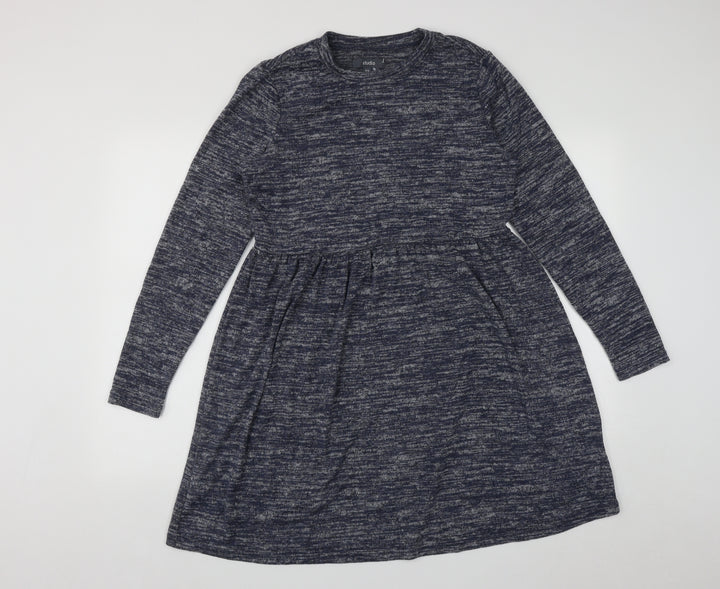 Studio Womens Blue  Polyester Fit & Flare  Size 8  Round Neck
