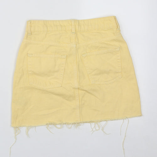 Topshop Womens Yellow  Cotton Mini Skirt Size 6   Zip