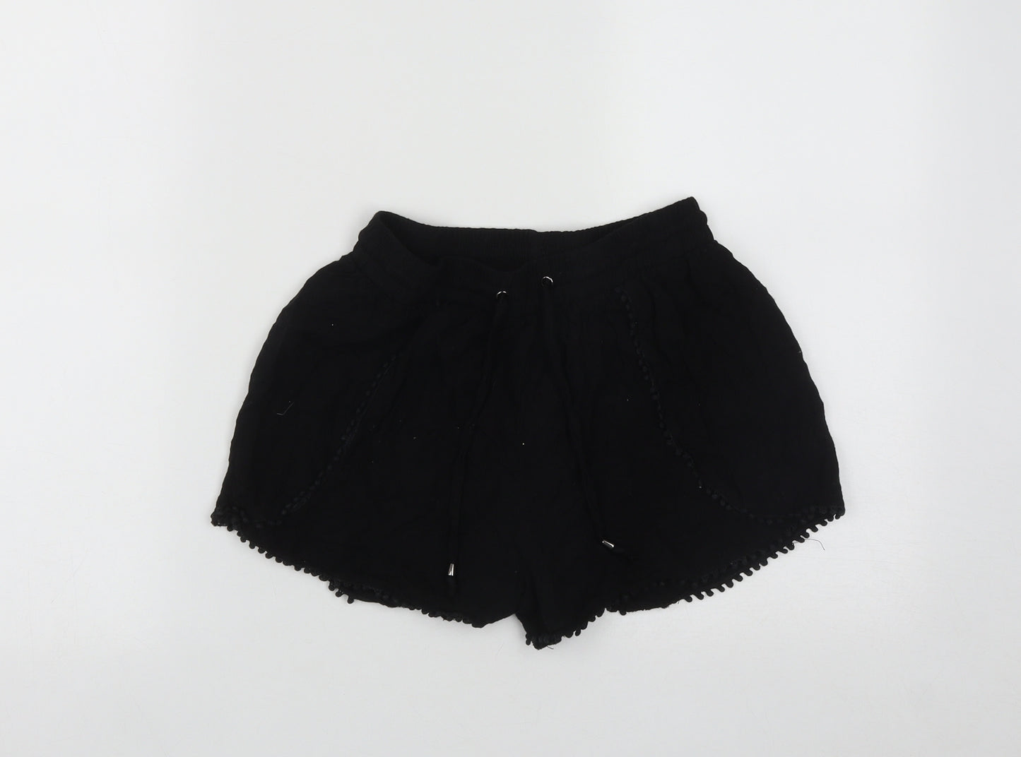 New Look Womens Black  Viscose Hot Pants Shorts Size 8  Regular Drawstring