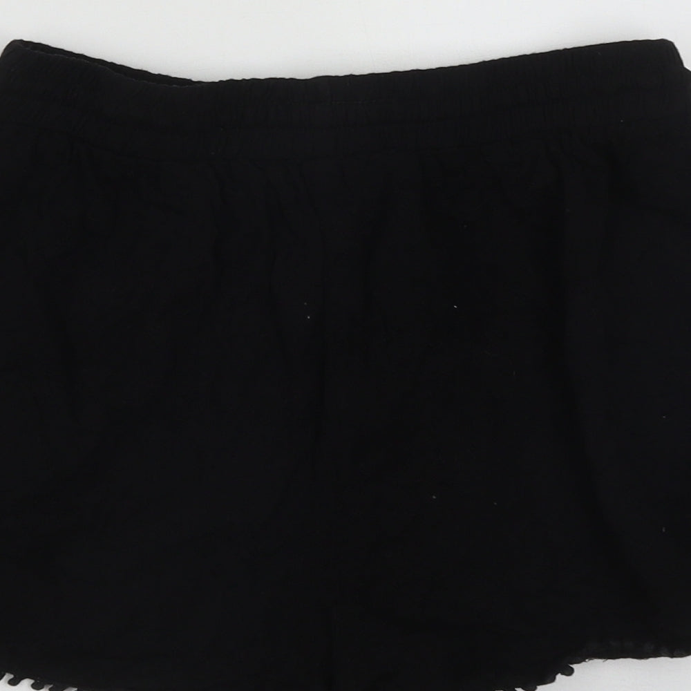 New Look Womens Black  Viscose Hot Pants Shorts Size 8  Regular Drawstring