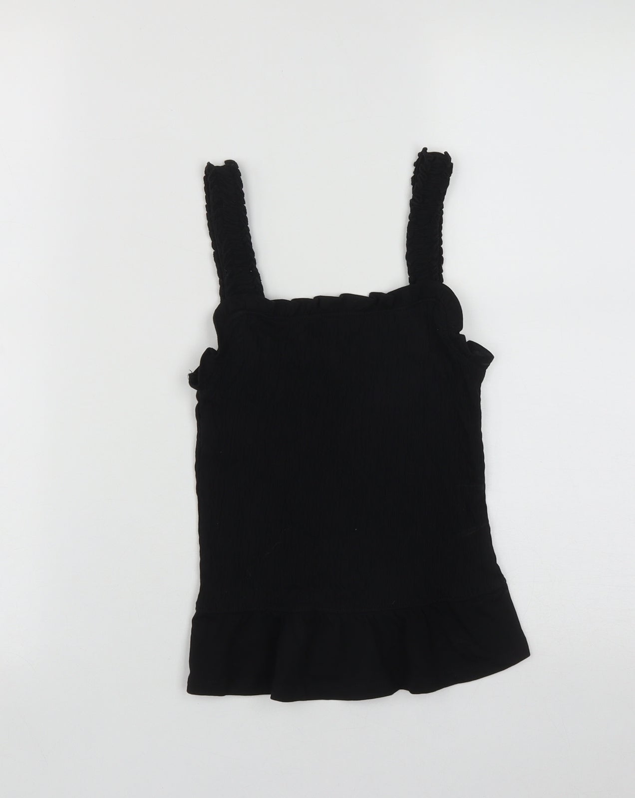 New Look Womens Black  Cotton Basic Tank Size 6 Square Neck