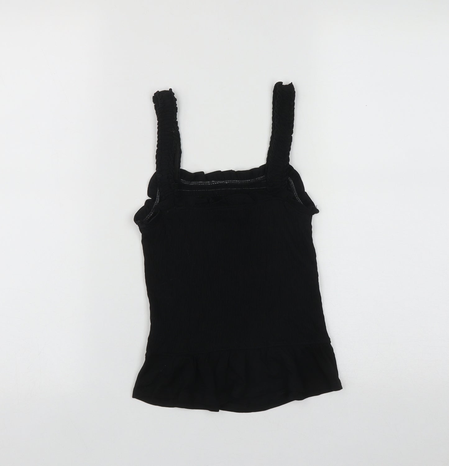 New Look Womens Black  Cotton Basic Tank Size 6 Square Neck