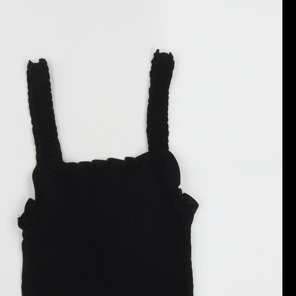 New Look Womens Black  Cotton Basic Tank Size 6 Square Neck