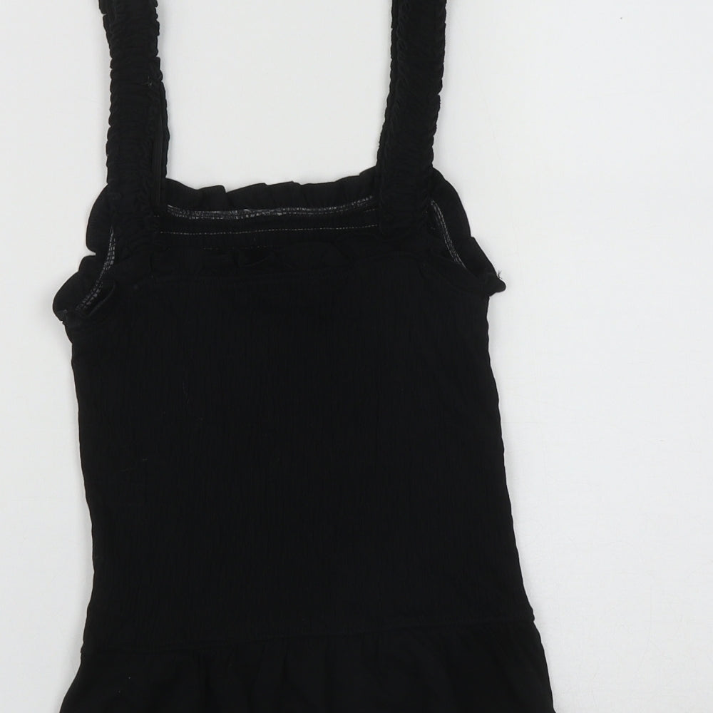 New Look Womens Black  Cotton Basic Tank Size 6 Square Neck