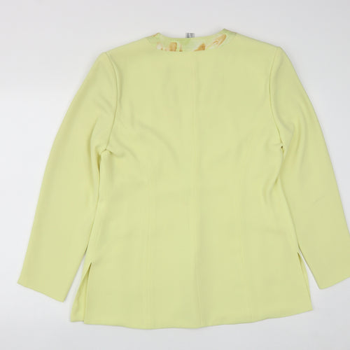 Gina Womens Yellow Geometric  Jacket  Size 12  Button