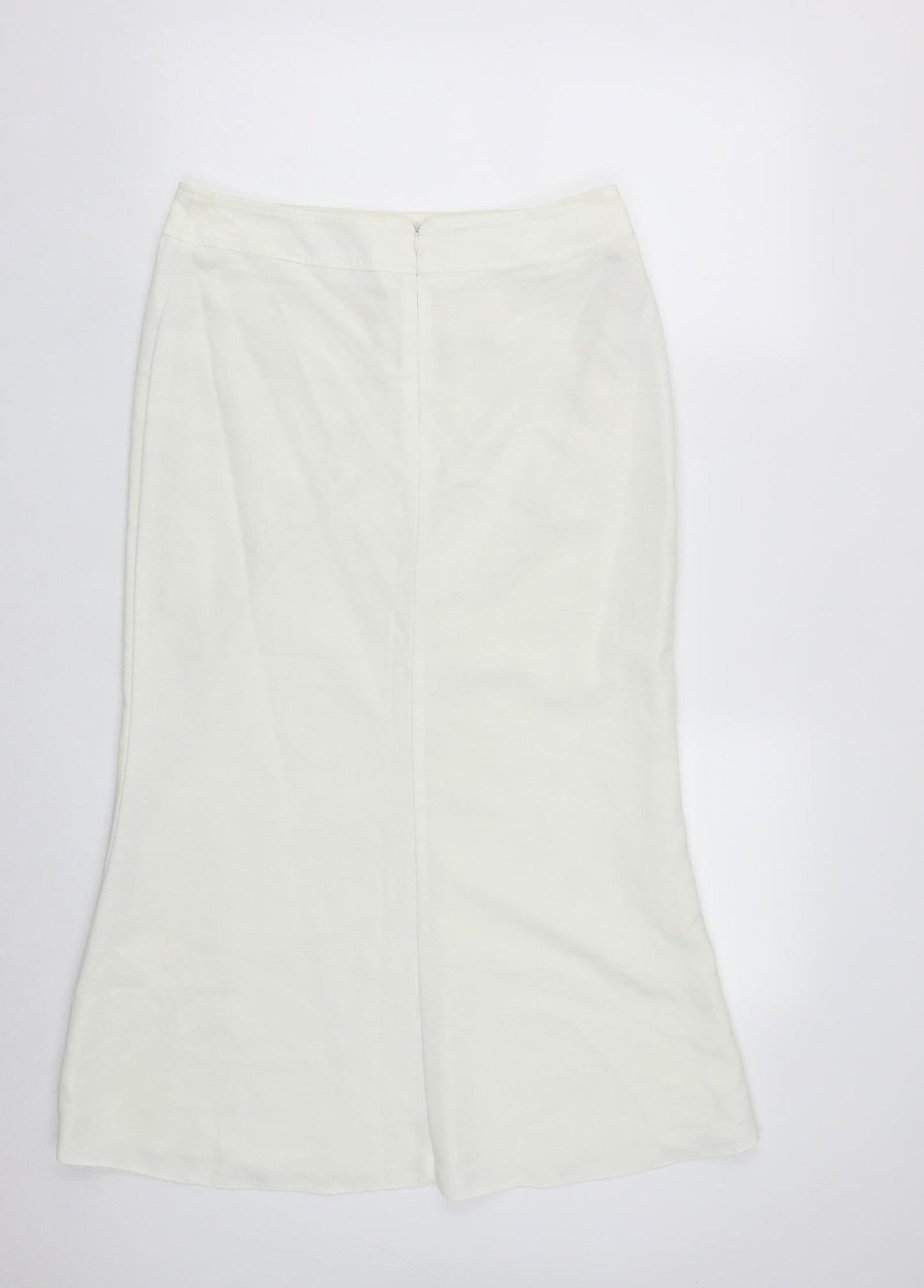 Gold Womens White  Polyester A-Line Skirt Size 12   Zip