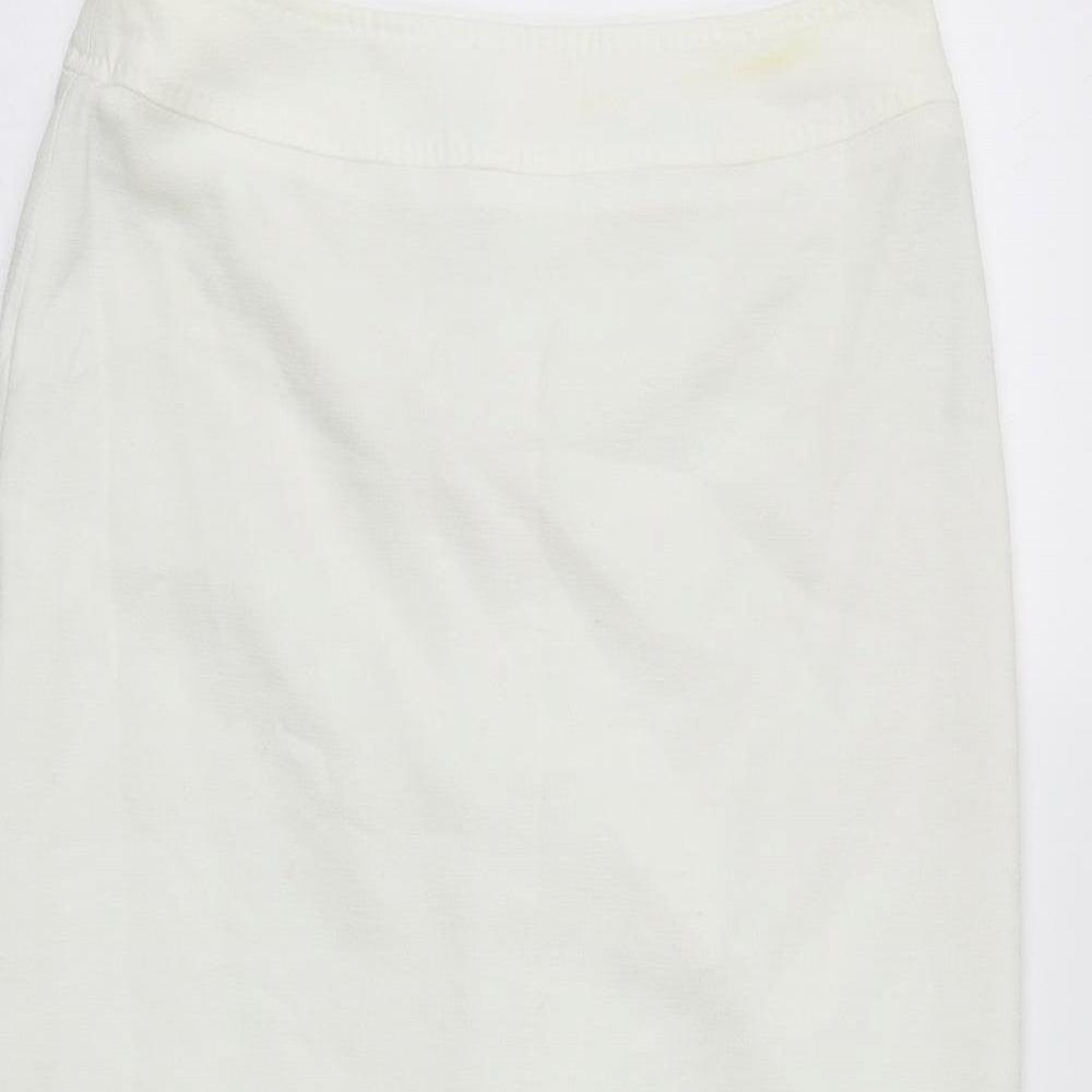 Gold Womens White  Polyester A-Line Skirt Size 12   Zip