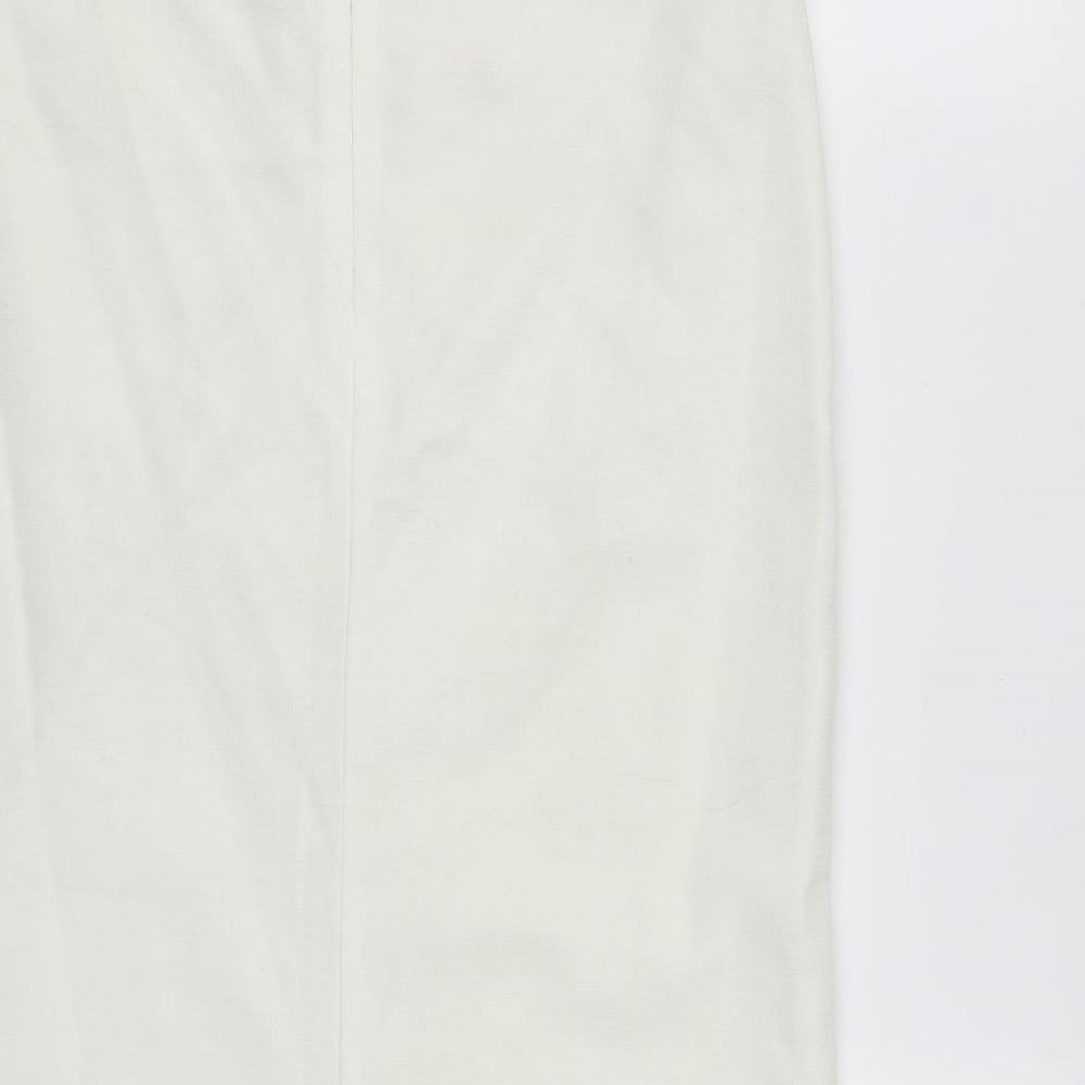 Gold Womens White  Polyester A-Line Skirt Size 12   Zip