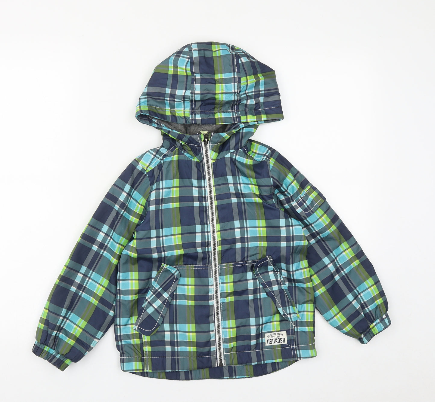 Oshkosh Boys Multicoloured Plaid  Rain Coat Coat Size 6 Years  Zip
