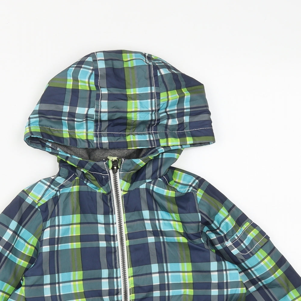 Oshkosh Boys Multicoloured Plaid  Rain Coat Coat Size 6 Years  Zip