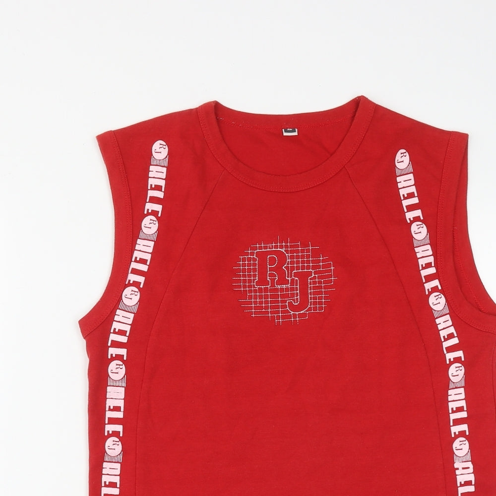 RJ  Mens Red  Cotton Basic T-Shirt Size XL Round Neck