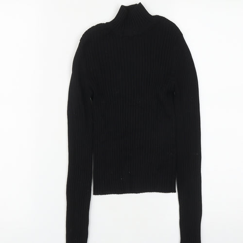 Stradivarius Womens Black High Neck  Viscose Pullover Jumper Size S