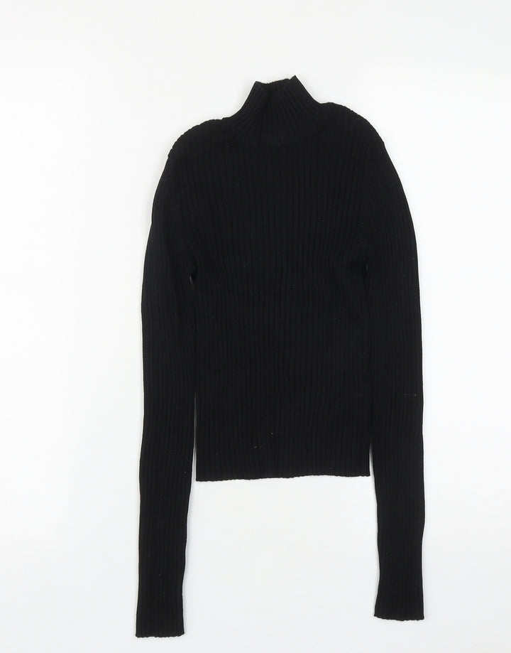 Stradivarius Womens Black High Neck Viscose Pullover Jumper Size S
