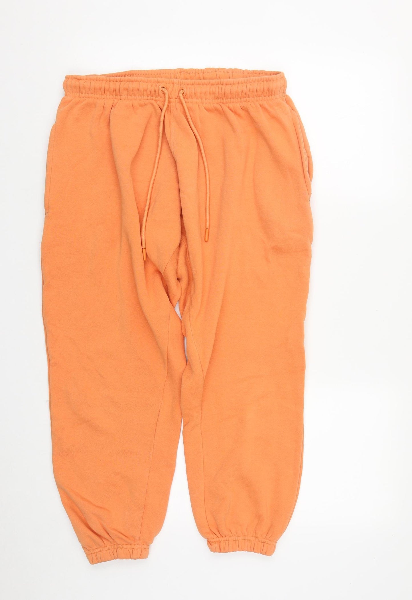 Light & Shade Womens Orange  Cotton Jogger Trousers Size L L24 in Regular Drawstring