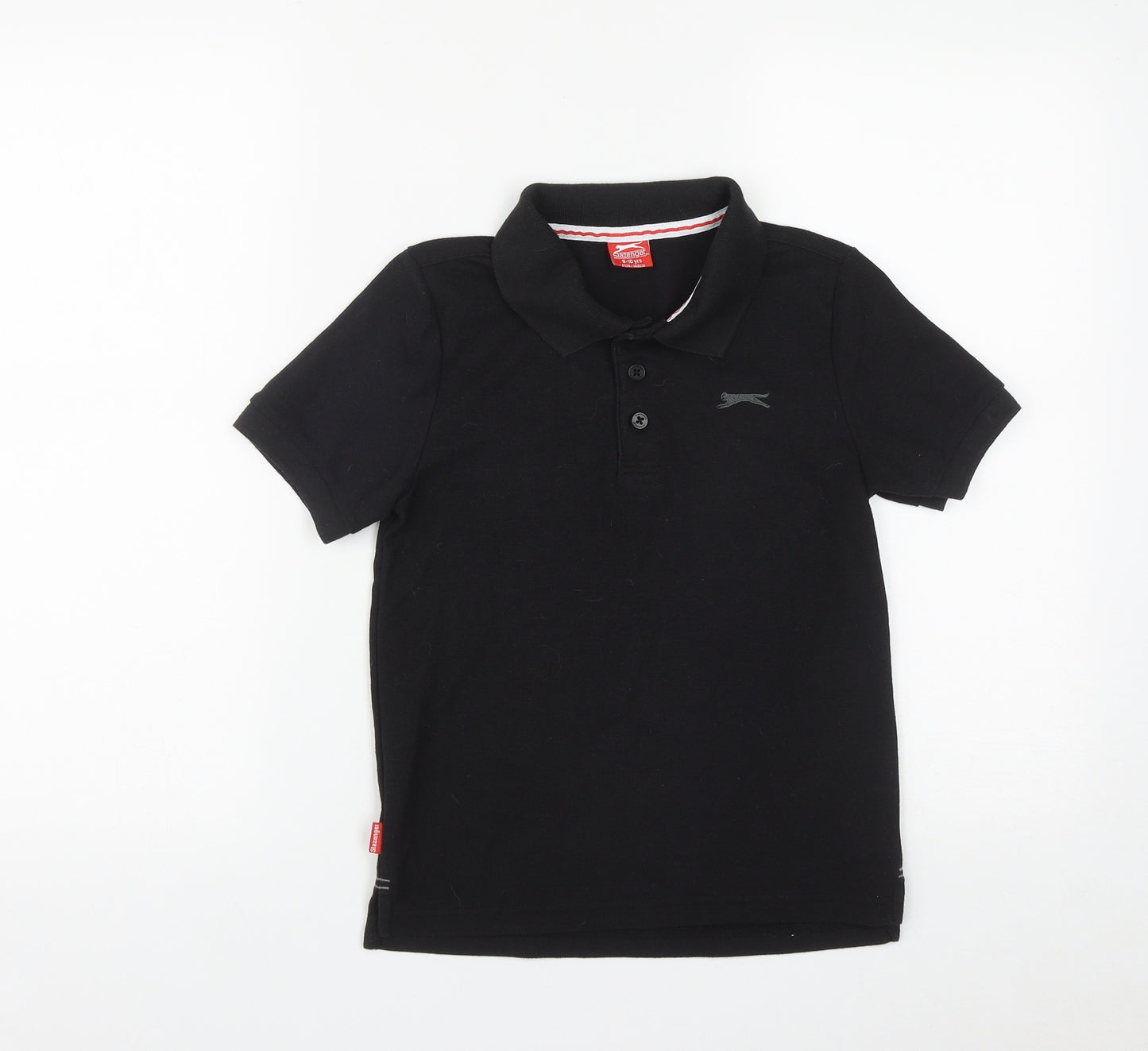Slazenger Boys Black  Polyester Basic Polo Size 9-10 Years Collared Button