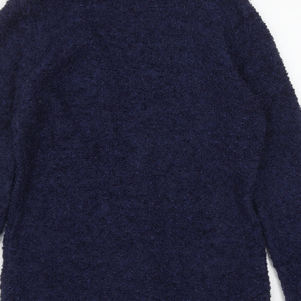 F&F Womens Blue V-Neck  Polyester Cardigan Jumper Size 10