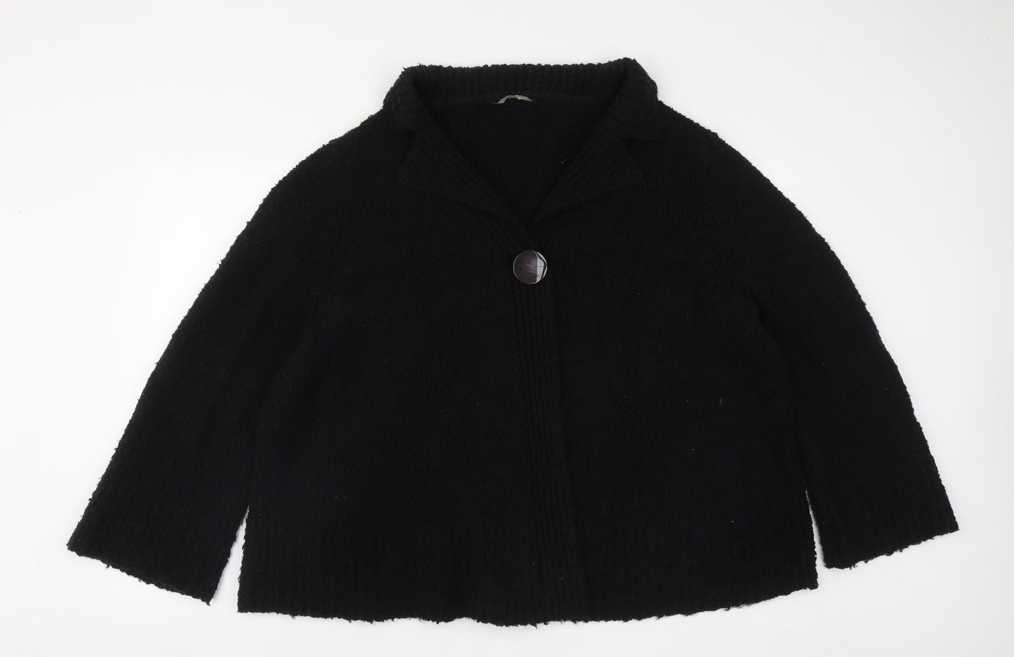 Evans Womens Black Collared  Acrylic Cardigan Jumper Size 26